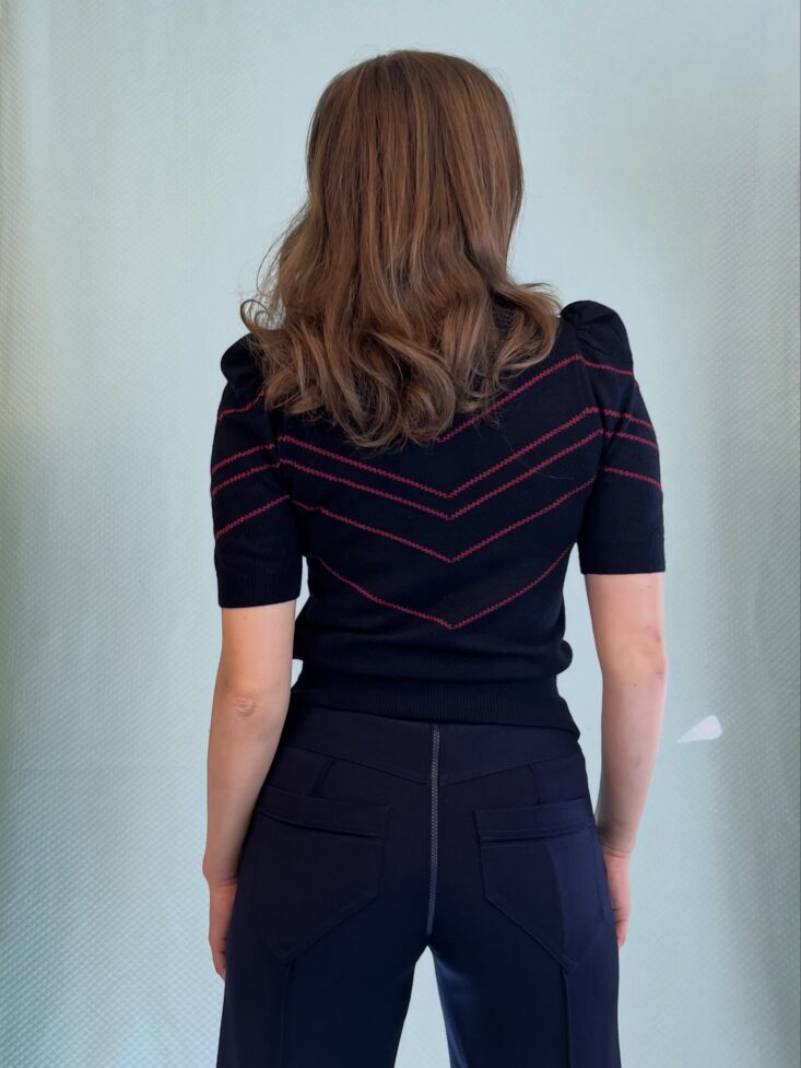 Marineblå uldbuks med syet pressefold